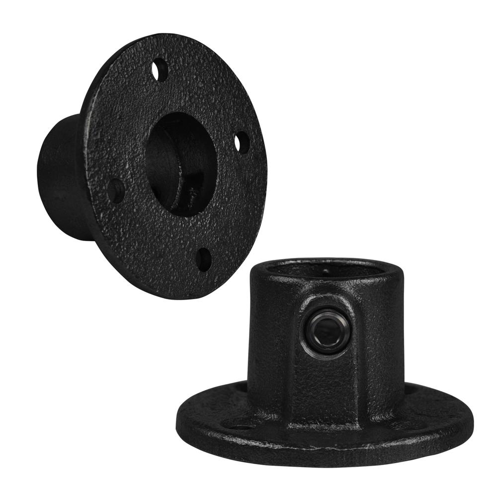 Buiskoppeling Ronde voetplaat met doorloop - zwart-B / 26,9 mm